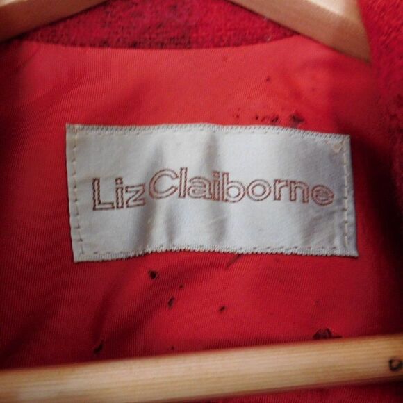 Vintage Womens Mohair Wool Jacket Liz Clairbone Size 6 Red Blazer Plaid - Picture 3 of 5